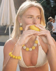 VB x Bonsol Raffia Beads Earring Yellow-Sand