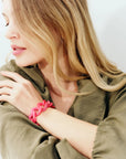 Flat Chain Bracelet Raspberry Marble
