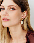 Organic Pearl Earring Apricot Pearl