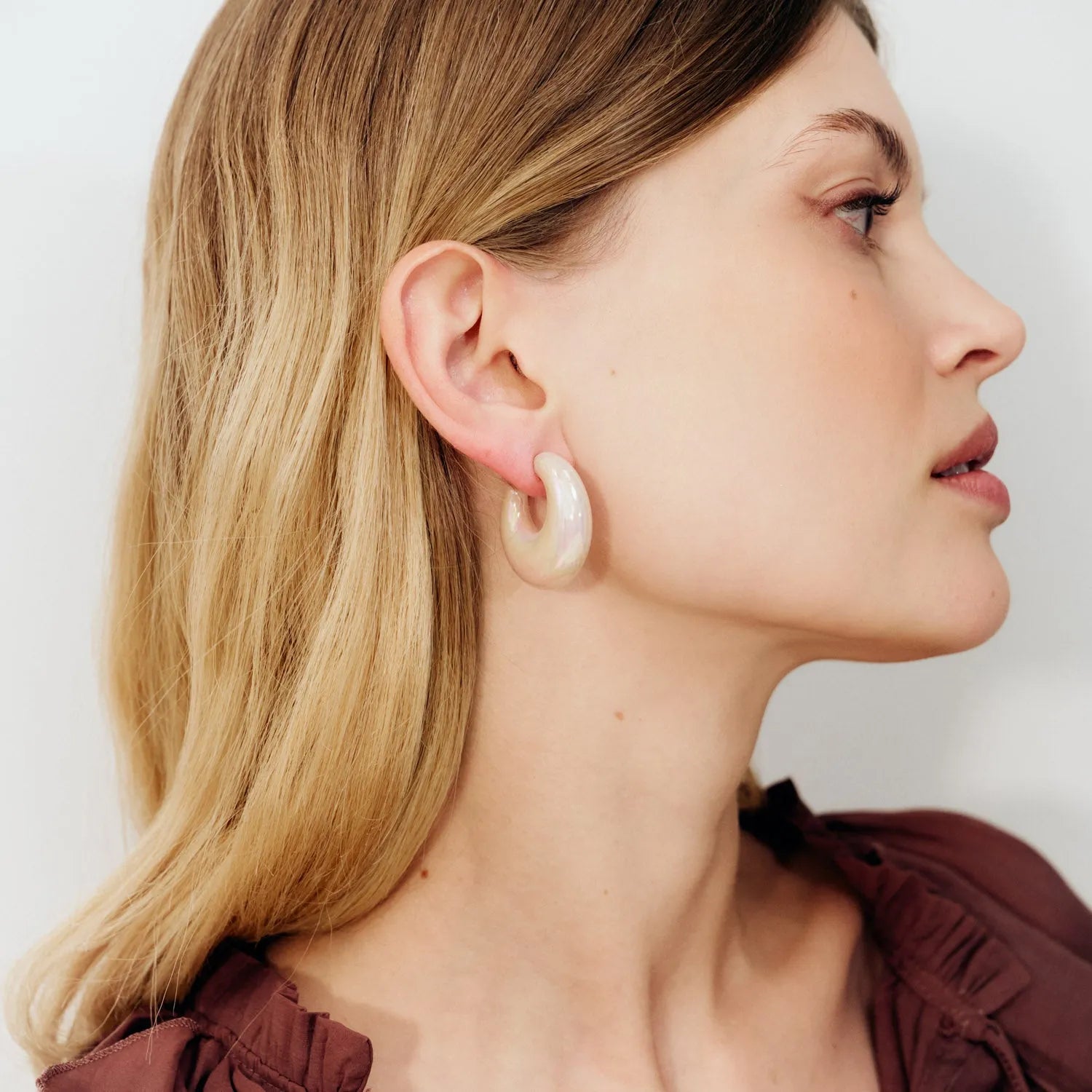 Moon Earring Iridescent Rose