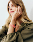 Mini Flat Chain Bracelet Iridescent Neon Pink Marble