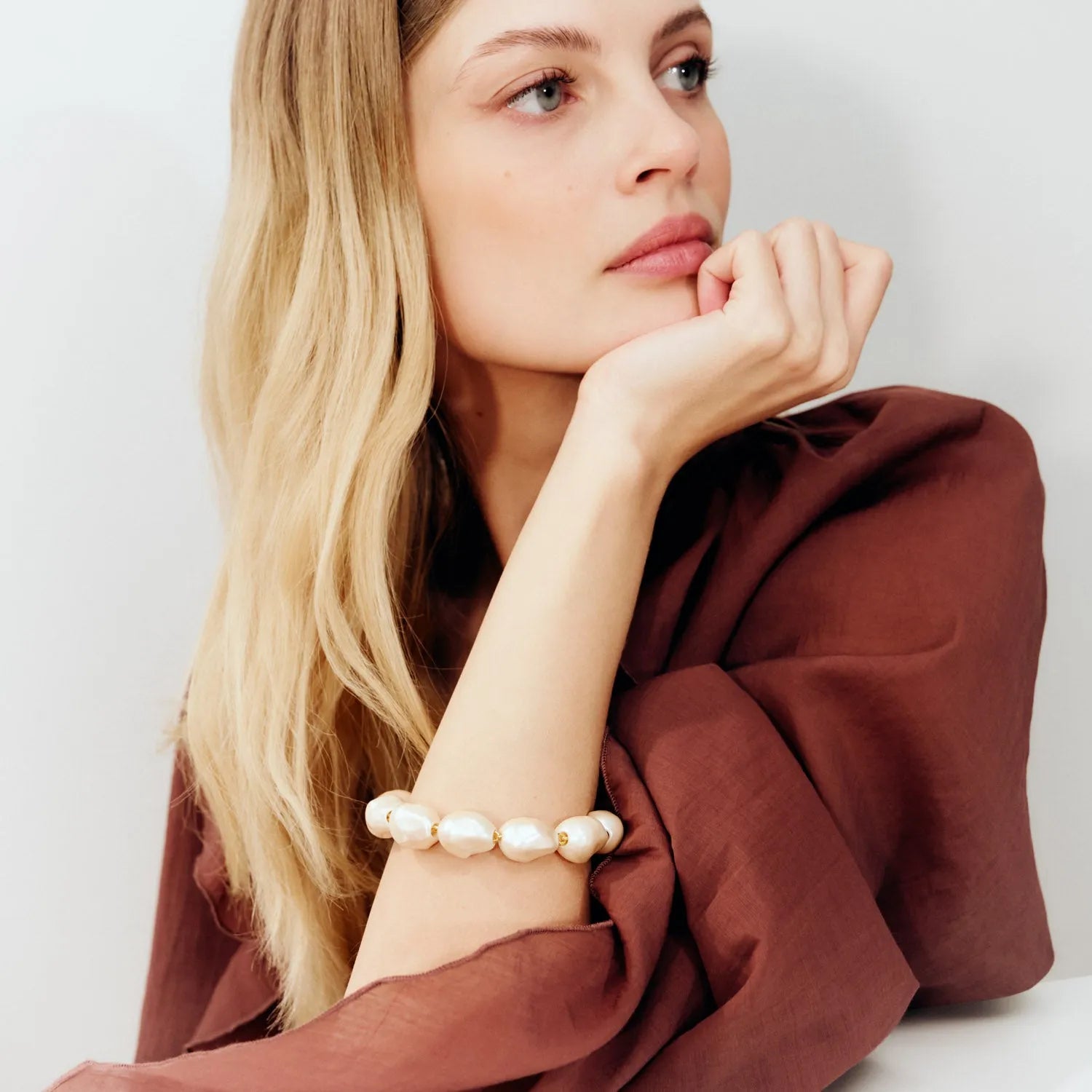 Organic Pearl Bracelet Apricot Pearl