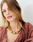 Big Organic Pearl Necklace Short Gold