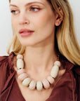 Raffia Multi Beads Necklace Peach Sand