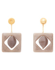 Big Geometric Earring with gold biancone marble