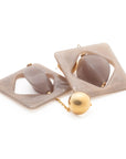 Big Geometric Earring with gold biancone marble