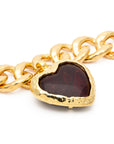 Big Hammered Necklace with Heart gold bordeaux marble