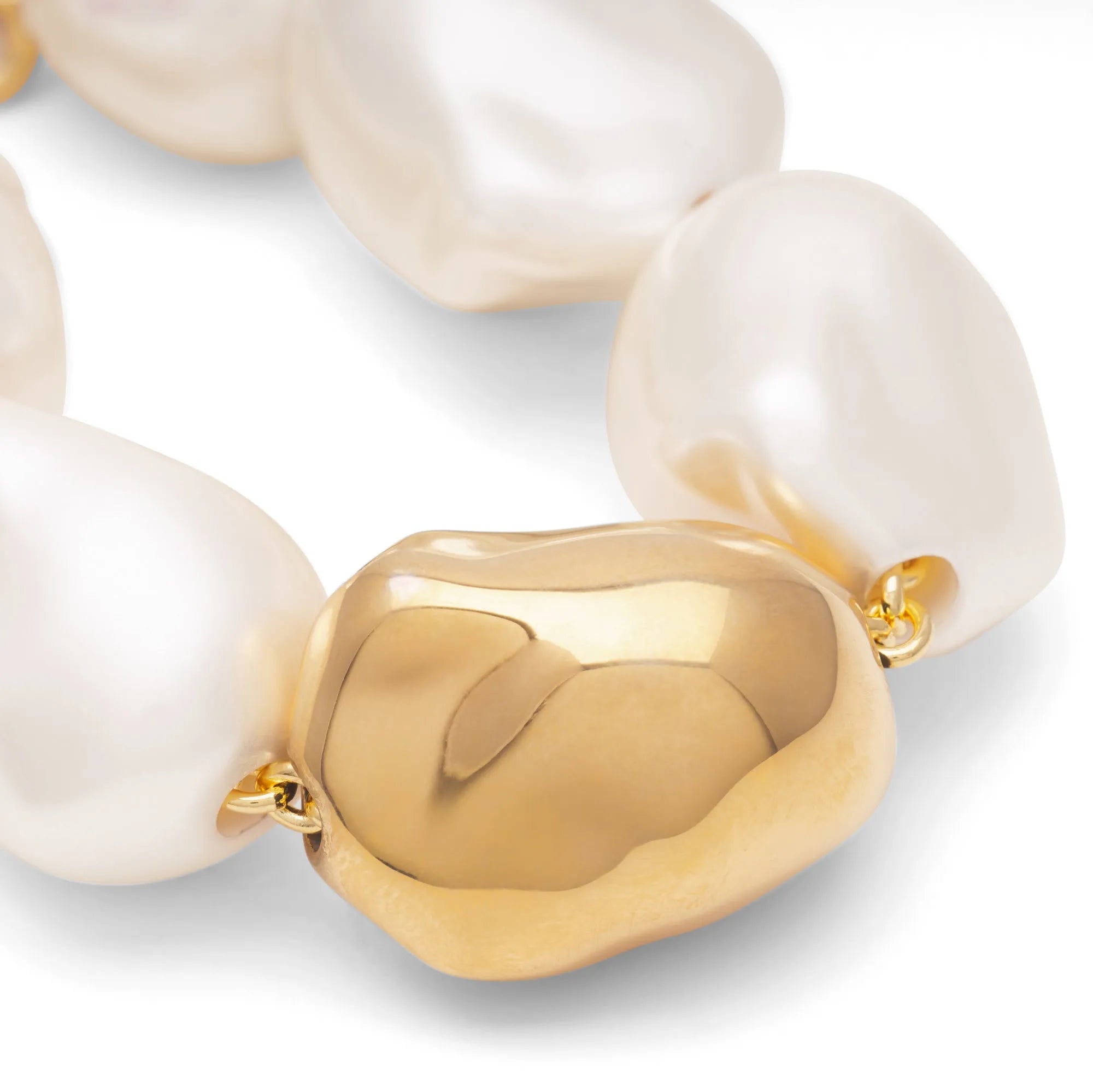 Big Organic Pearl Bracelet with Gold Pearl