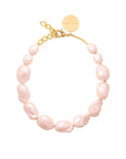 Big Organic Pearl Necklace Short Apricot Pearl
