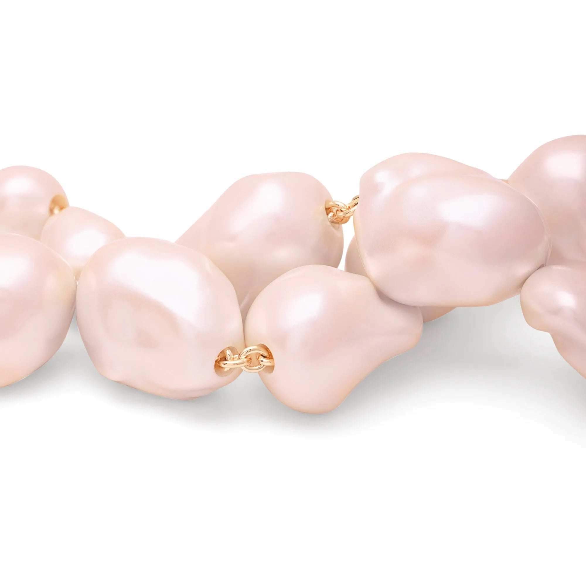 Big Organic Pearl Necklace Short Apricot Pearl