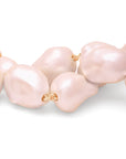 Big Organic Pearl Necklace Short Apricot Pearl