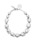 Big Organic Pearl Necklace Short Silver