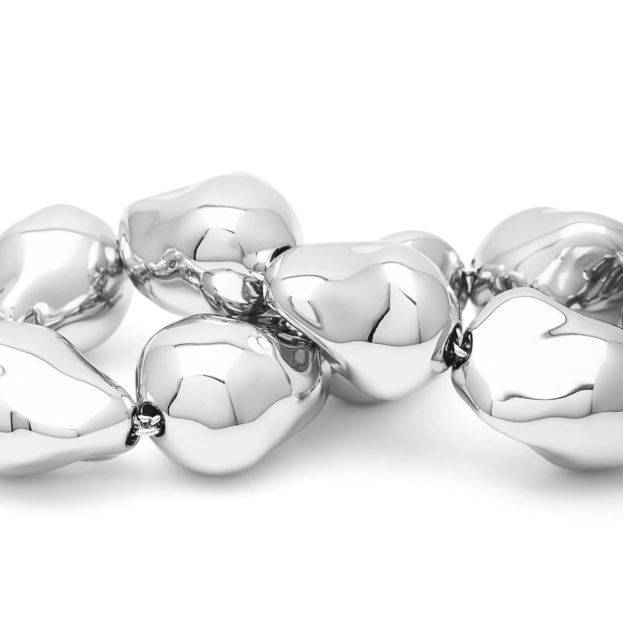 Big Organic Pearl Necklace Short Silver