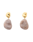 Double Nugget Earring gold biancone marble