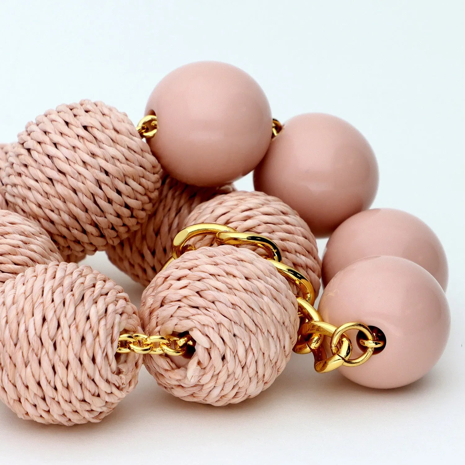 Raffia Beads Necklace Peach