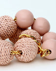 Raffia Beads Necklace Peach