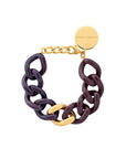 Flat Chain Bracelet Bi-Color with Gold aubergine-aubergine marble