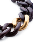 Flat Chain Bracelet Bi-Color with Gold aubergine-aubergine marble