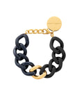 Flat Chain Bracelet Bi-Color with Gold matt black-universe