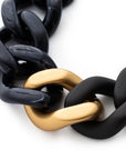 Flat Chain Bracelet Bi-Color with Gold matt black-universe