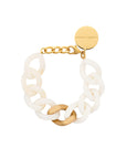 Flat Chain Bracelet Bi-Color with Gold off white-pearl marble