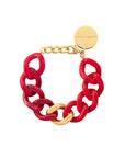 Flat Chain Bracelet Bi-Color with Gold scarlet red - red marble