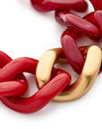 Flat Chain Bracelet Bi-Color with Gold scarlet red - red marble