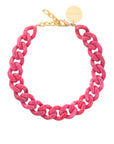 Flat Chain Necklace Raspberry Marble