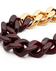 Flat Chain Necklace with gold bordeaux marble
