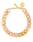 Flat Chain Necklace with gold creme brulee marble