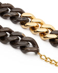 Flat Chain Necklace with gold dark brown marble