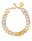 Flat Chain Necklace with gold neon rainbow