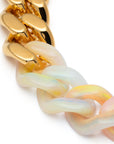 Flat Chain Necklace with gold neon rainbow