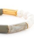 Flex Bracelet with Pearl light olive - snow green marble