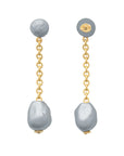 Hanging Organic Pearl Earring Dark Grey Pearl