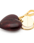 Heart Key Chain Charm bordeaux marble