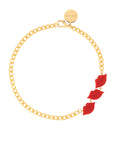 Lip Necklace gold red
