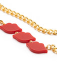 Lip Necklace gold red