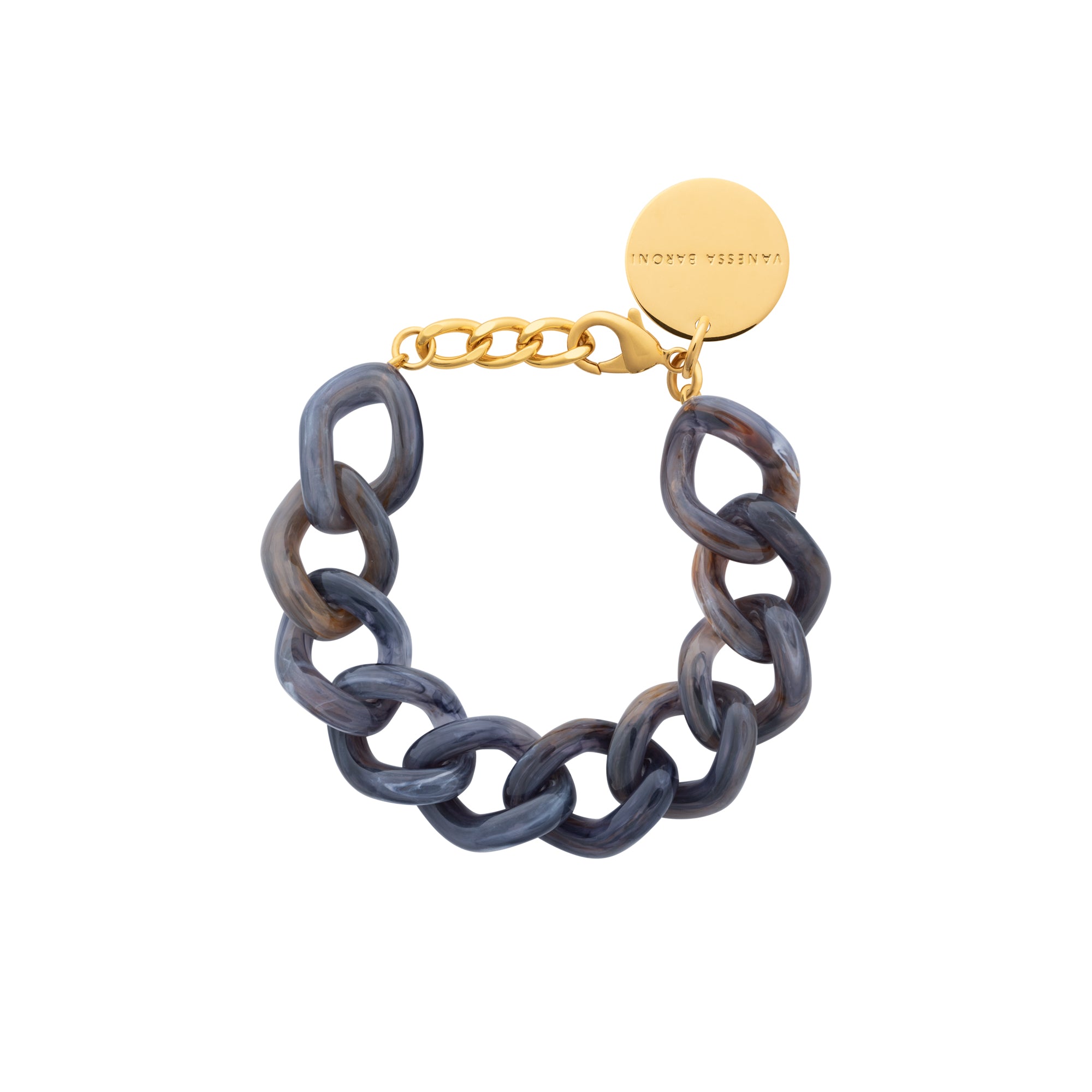 Mini Flat Chain Bracelet blue jeans marble