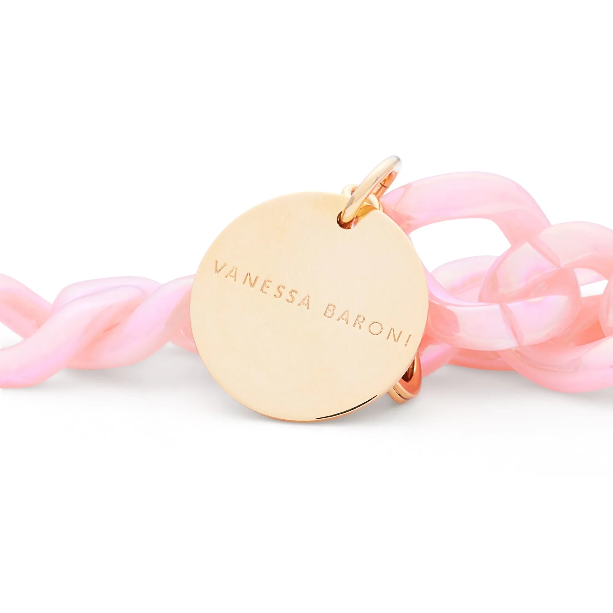 Mini Flat Chain Bracelet Iridescent Neon Pink Marble