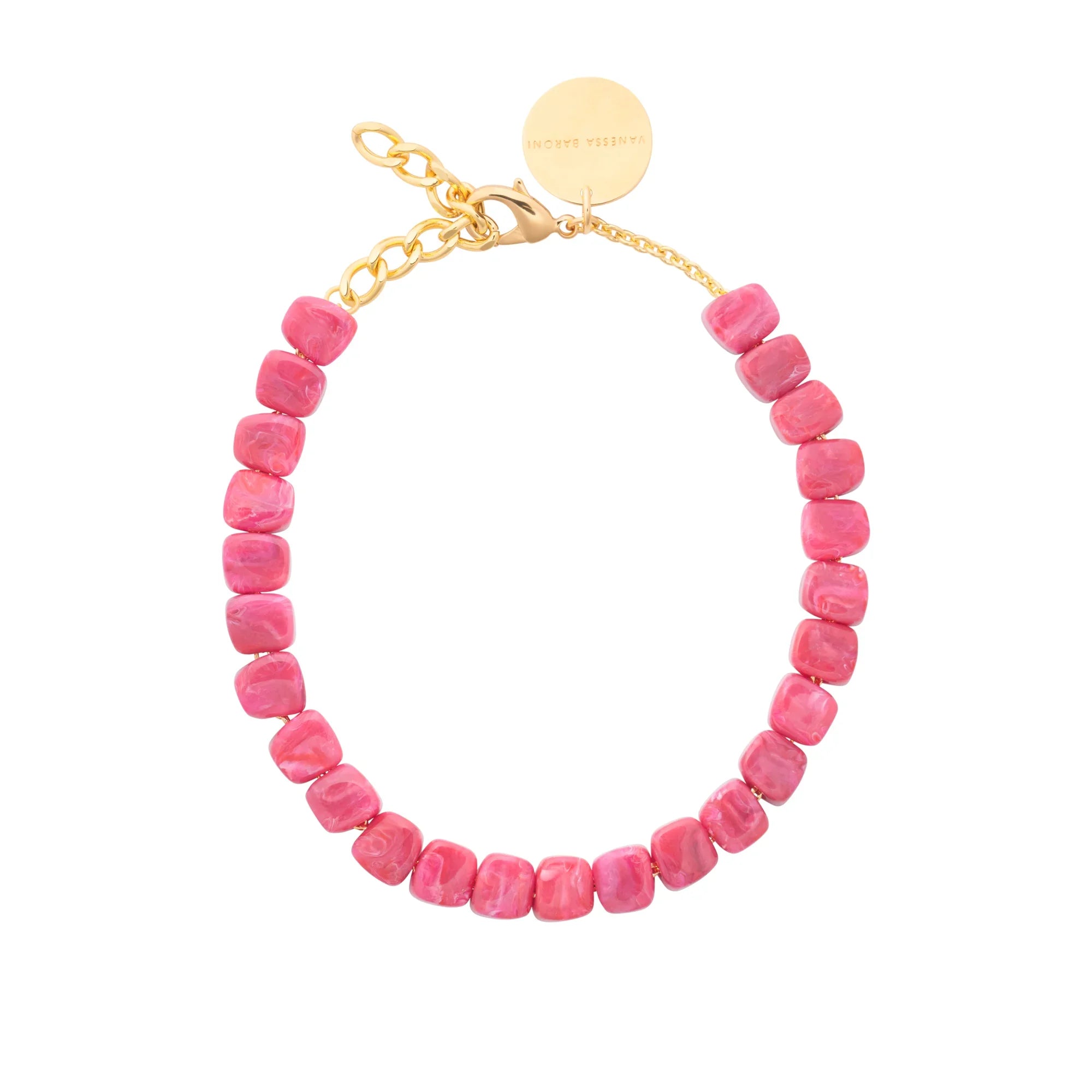 Mini Organic Shaped Necklace Raspberry Marble