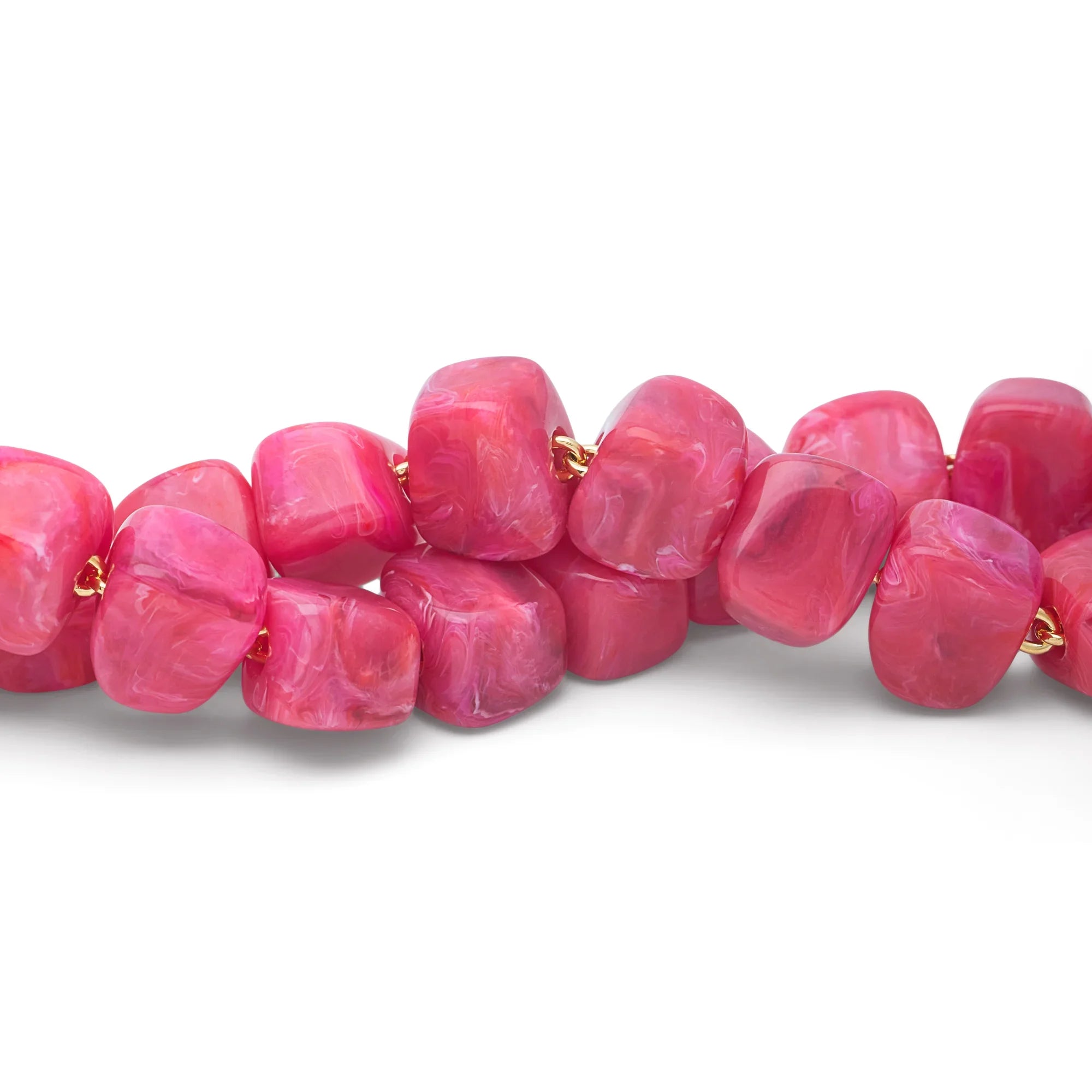 Mini Organic Shaped Necklace Raspberry Marble