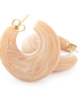 Moon Earring creme brulee marble