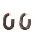 New Oval Earring dark brown marble