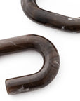 New Oval Earring dark brown marble