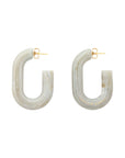 New Oval Earring snow green marble