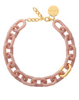 New Oval Necklace with gold blush marble