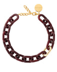 New Oval Necklace with gold bordeaux marble
