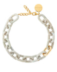 New Oval Necklace with gold snow green marble