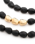 Organic Pearl Necklace Long with gold matt black